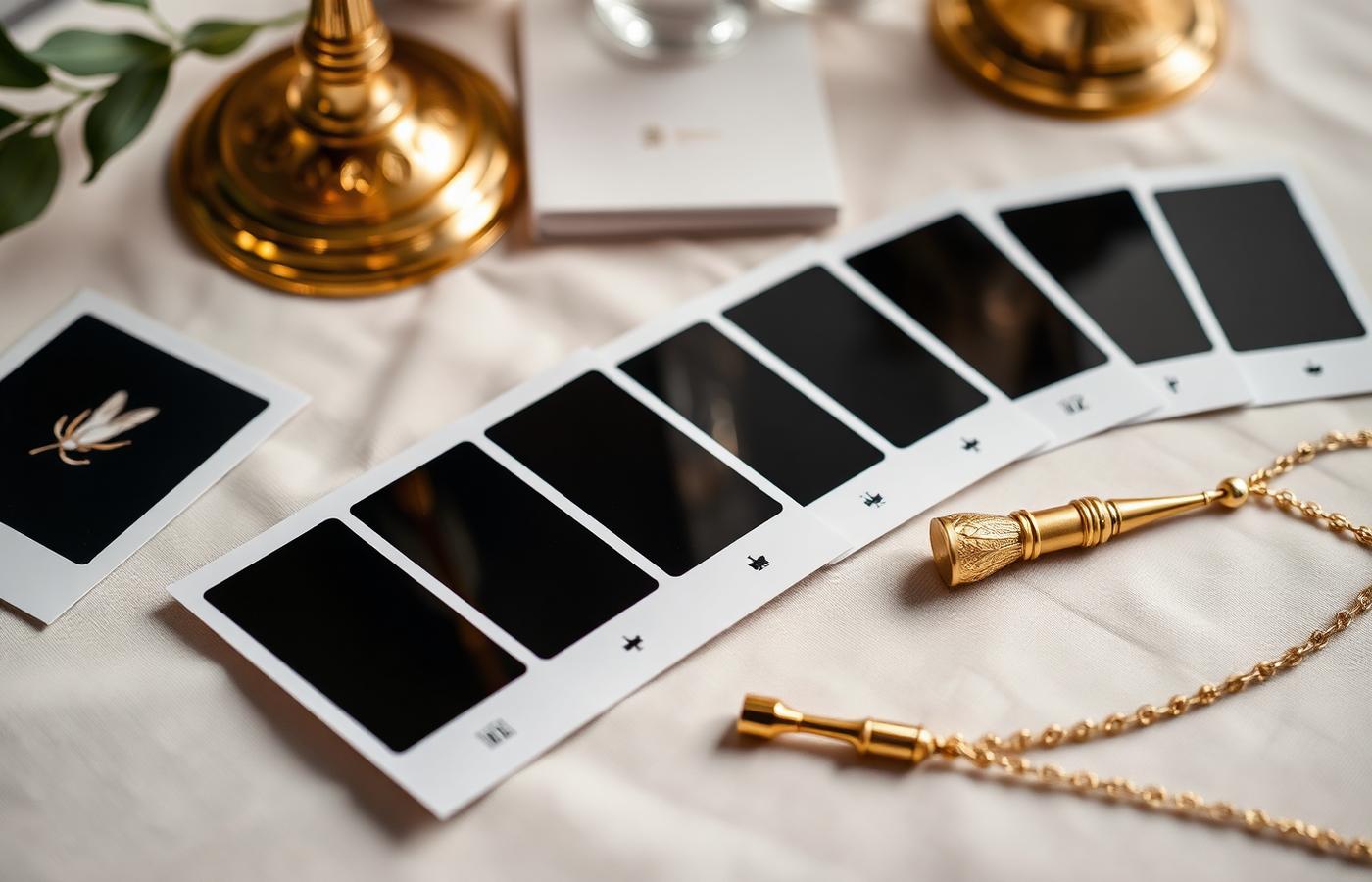 Photobooth-printstrips en luxe details op een crèmekleurig tafellaken